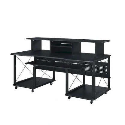 Mobile Rectangular Music Desk  8 Swivel Casters + Dedicated Keyboard Tray