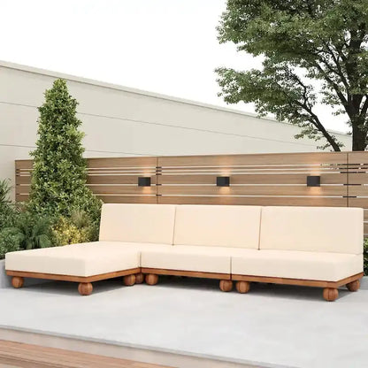 Scott Living Dulcie L-Shaped Acacia Wood Outdoor Sectional  4-Piece Set with Removable Cushions