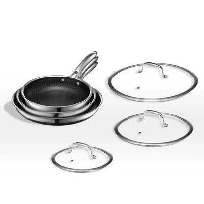 HexClad Hybrid Cookware Set  6-Piece Stainless Steel Nonstick Pans