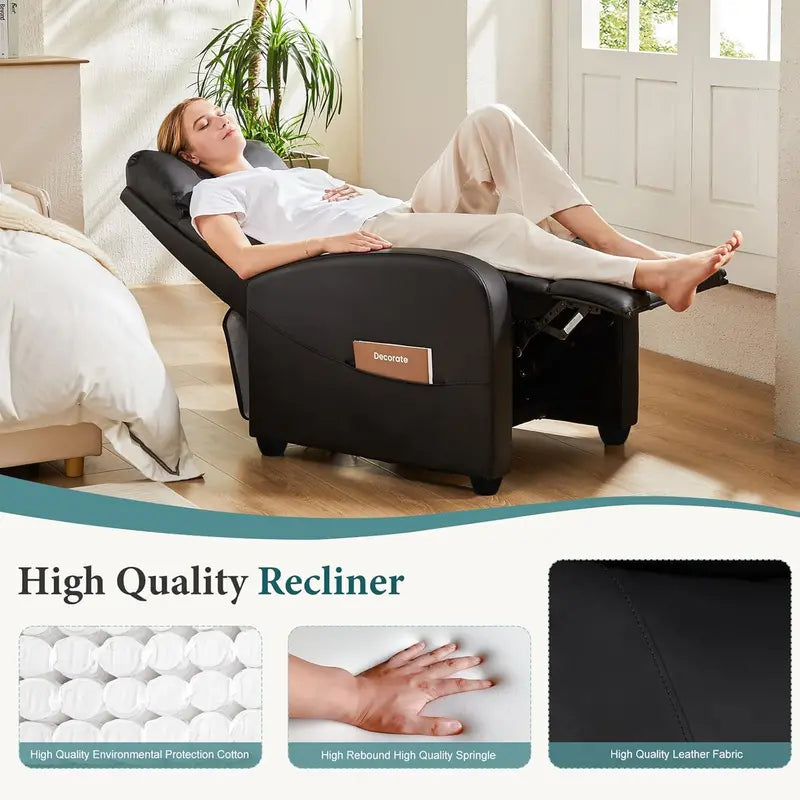 DUMOS Linen Massage Recliner  Single-Seat Adjustable Living Room Sofa with Padded Footrest