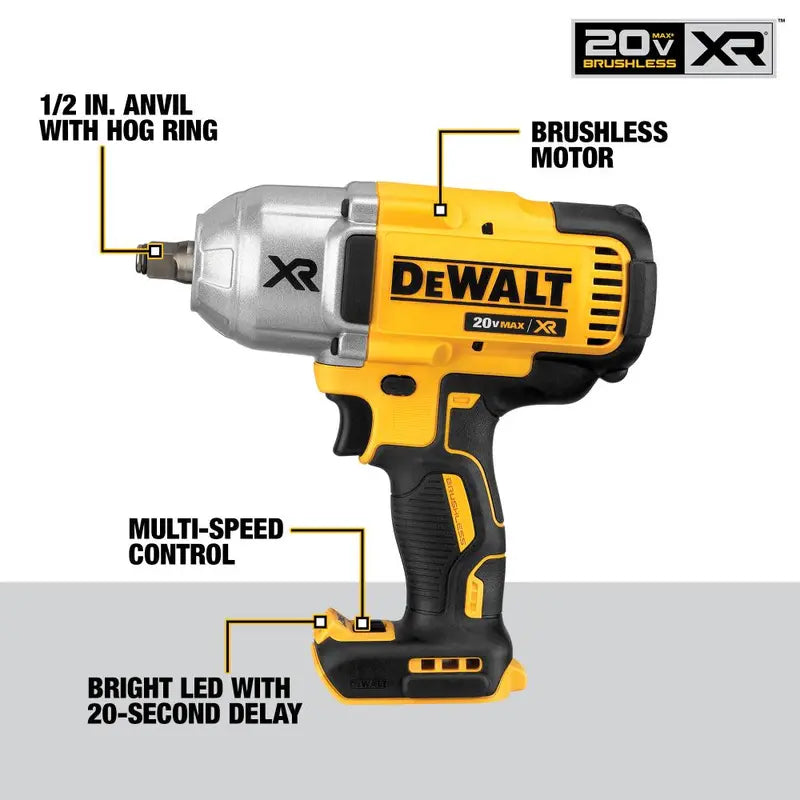 DCF899HB-20V MAX XR Brushless High Torque 1/2 Impact Wrench w/Hog Ring Anvil (Bare)