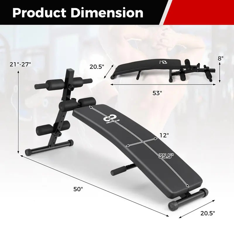 Premium Decline Sit-Up Bench  Foldable Slant Bench with High-Density Foam Cushioning for Comfort