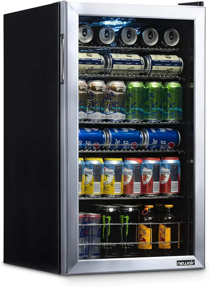 Freestanding Beverage Cooler  126-Can Capacity with Right-Hinge Tempered Glass Door