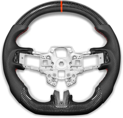 Ford Mustang Carbon Fiber D-Shaped Steering Wheel 2018-2022, Nappa Leather, Hand-Stitched, Fits EcoBoost/GT/Shelby GT350/GT350R
