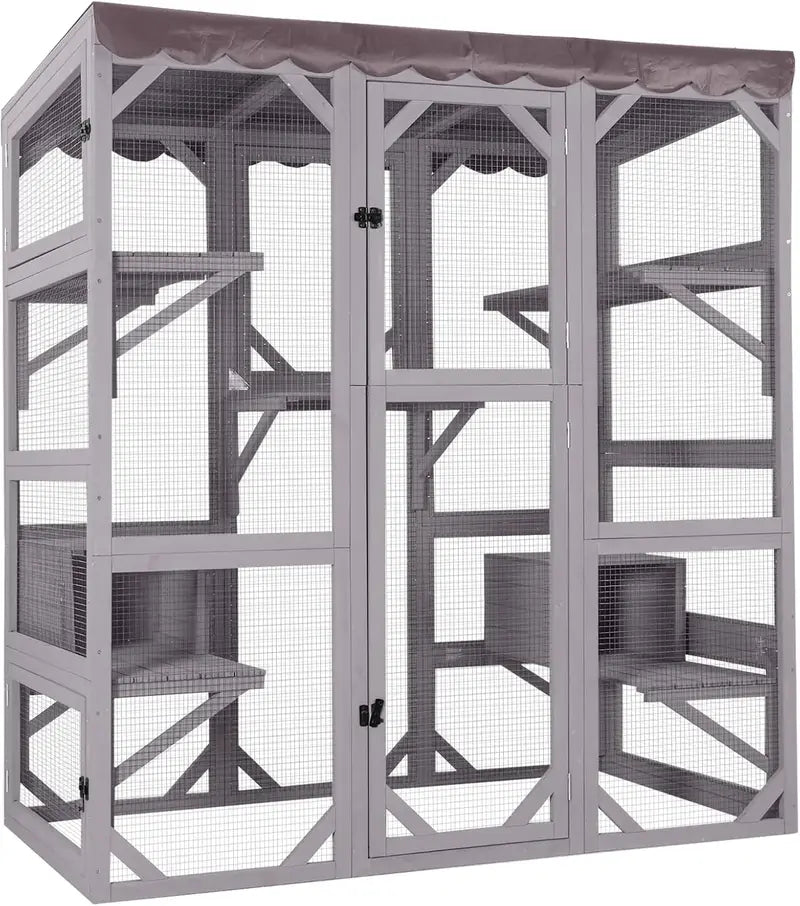 Large Walk-In Outdoor Catio Enclosure  Secure, Spacious Cat Run with Mesh Walls & Roof
