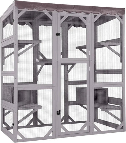 Large Walk-In Outdoor Catio Enclosure  Secure, Spacious Cat Run with Mesh Walls & Roof