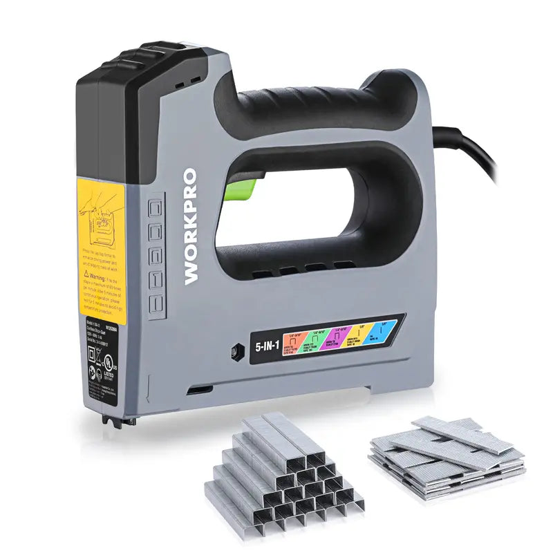 WORKPRO 5-in-1 Corded Staple Gun & Brad Nailer Kit — Includes 2000 Fasteners