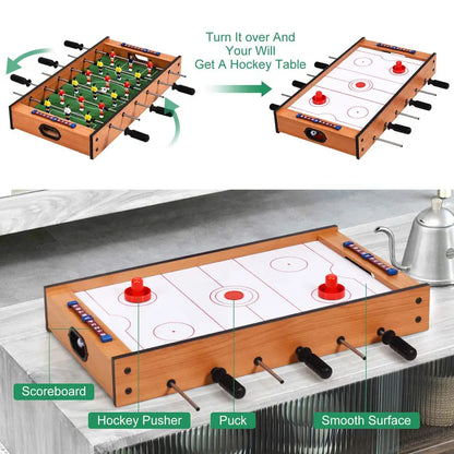 Dual-Function Mini Game Table — Foosball & Air Hockey Combo with Authentic Play Surface