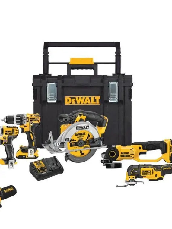 DEWALT 20V MAX 7-Tool Cordless Combo Kit  Includes TOUGHSYSTEM Case, 4.0Ah + Dual 2.0Ah Batteries & Chargers