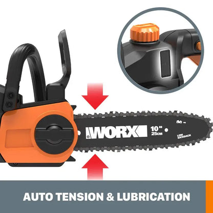 Worx WG322 20V Cordless 10-Inch Pole Saw and Chain Saw Combo  Power Share Compatible