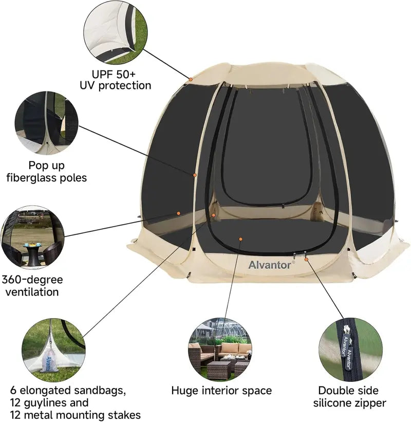 Igloo-Style Screen Gazebo Tent  Spacious Mosquito-Proof Canopy for Garden or Patio, Fits 615 People