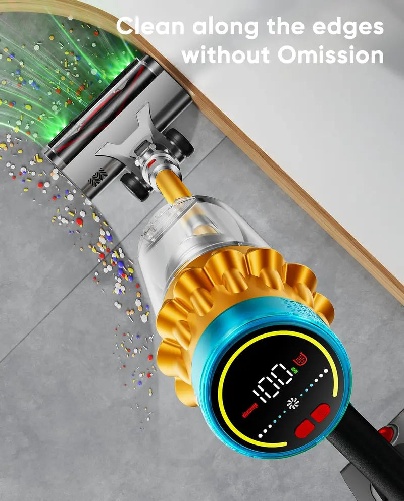 70-Min Cordless Stick Vacuum with Smart Display: 55KPa Suction, 1.8L Dust Cup, Anti-Tangle Brush & Self-Standing Base for Carpets & Hard Floors