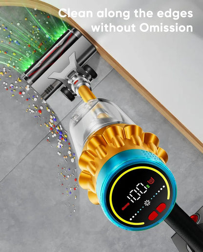 70-Min Cordless Stick Vacuum with Smart Display: 55KPa Suction, 1.8L Dust Cup, Anti-Tangle Brush & Self-Standing Base for Carpets & Hard Floors