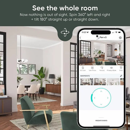 Wyze Cam Pan v3 1080p Indoor/Outdoor WiFi Security Camera with Pan/Tilt/Zoom  White