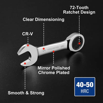 WORKPRO 14-Piece Ratcheting Stubby Combination Wrench Set