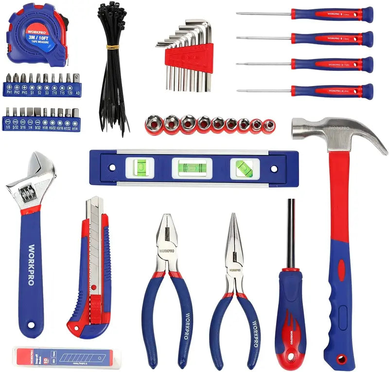 WORKPRO 100-Piece Household Tool Set  Kitchen Drawer & Home Repair Essentials with Carry Pouch