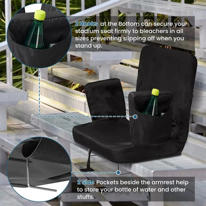 TOPSKY Stadium Seat with Back Support, 18.7″ Wide, Reclining, Padded, Waterproof, Portable