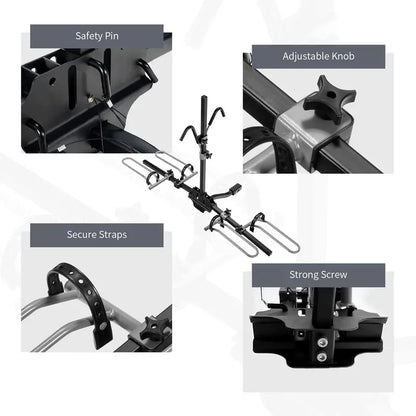 Hitch-Mount Bike Carrier  Folding 2-Bike Platform Rack Compatible with Mountain & Hybrid Bikes