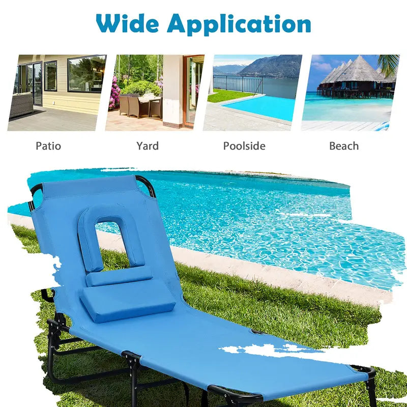 All-Terrain Folding Lounge Chair  Ideal for Beaches, Poolsides, Balconies & Patios