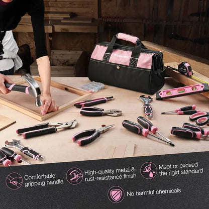 WORKPRO Pink Tool Kit: 263/277-Piece Set with Wide-Mouth Storage Bag