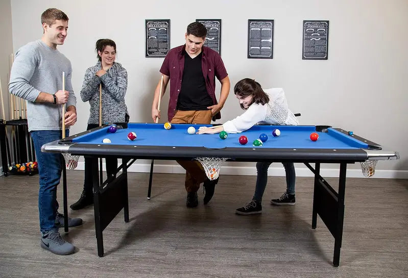 6-Foot Folding Portable Pool Table  Complete Billiards Set Included