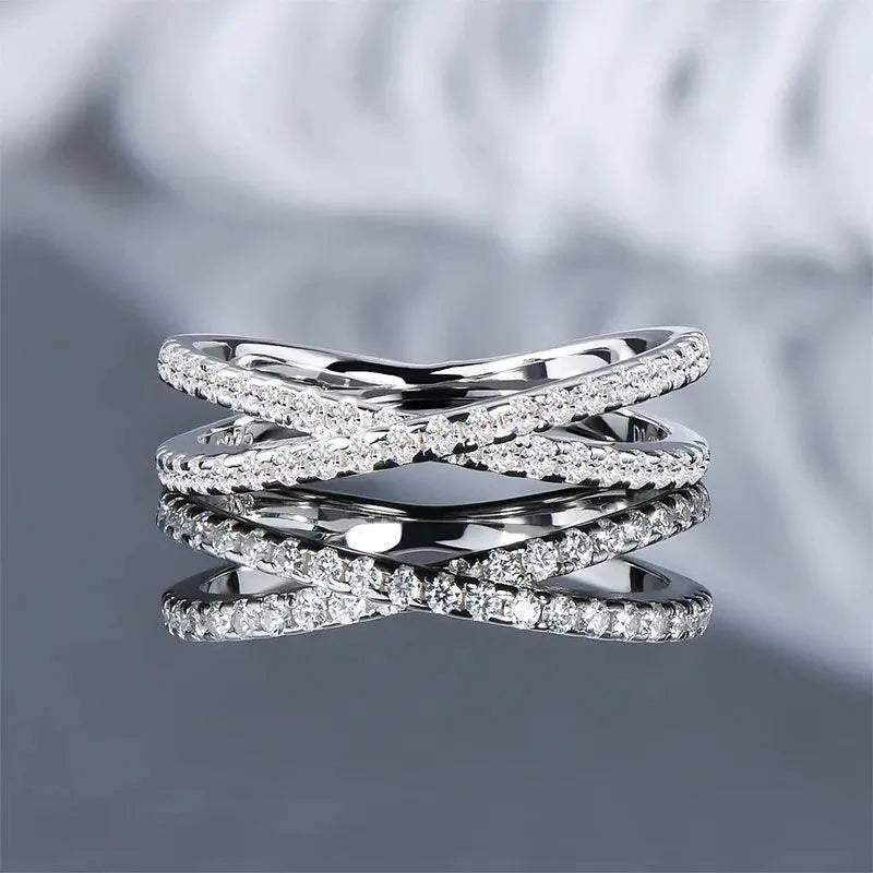 Eternity Cross-Over Band Ring in Premium Metal