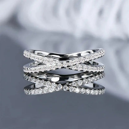 Eternity Cross-Over Band Ring in Premium Metal