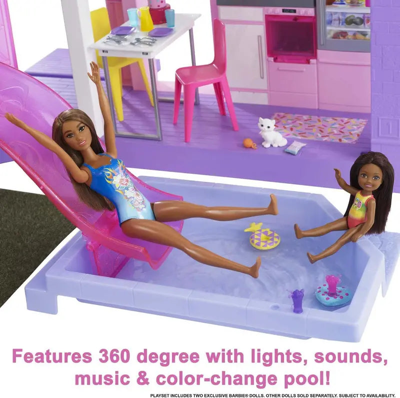 Barbie 60th Anniversary DreamHouse Playset  Includes 2 Dolls, Convertible Car, and Over 100 Role-Play Accessories