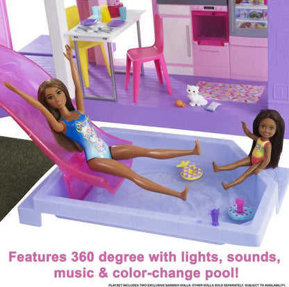 Barbie 60th Anniversary DreamHouse Playset  Includes 2 Dolls, Convertible Car, and Over 100 Role-Play Accessories
