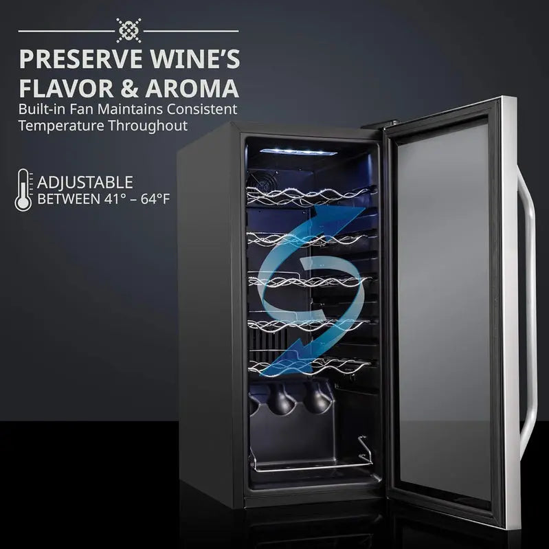 18-Bottle Compressor Wine Cooler  Freestanding Dual-Zone Refrigerator with Lock for Red, White & Sparkling Wines