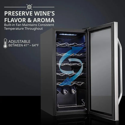 18-Bottle Compressor Wine Cooler  Freestanding Dual-Zone Refrigerator with Lock for Red, White & Sparkling Wines