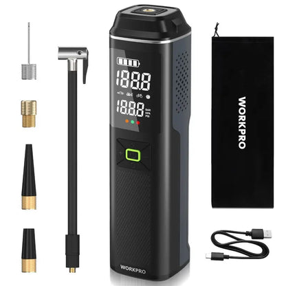 WORKPRO Portable 12V Tire Inflator with Digital Pressure Gauge & Auto-Shutoff