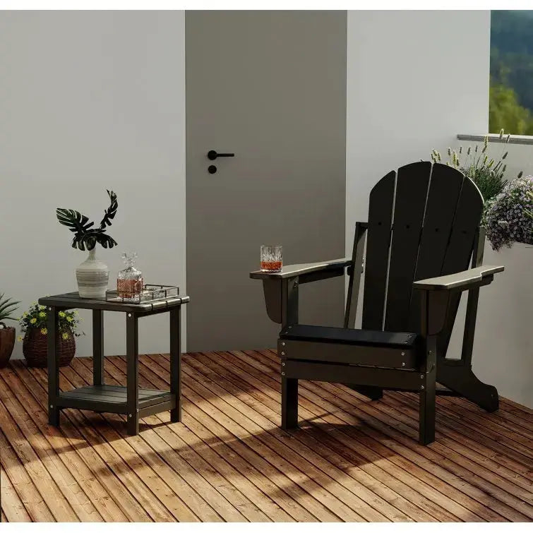 All-Terrain Folding Adirondack Patio Chair with Integrated Cup Holder  Outdoor Leisure Seat