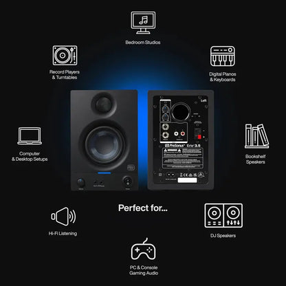 PreSonus Eris 3.5 Active Studio Monitor Speakers  Powered 3.5-Inch Reference Monitors for Home Studios
