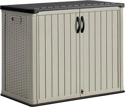 Greesum Horizontal Resin Storage Shed  27 Cu. Ft. Weather-Resistant Outdoor Cabinet for Patio or Garden