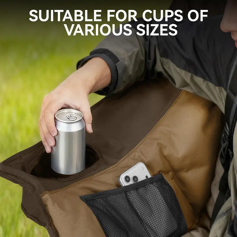 Low-Profile Double Camping Loveseat  High-Back Support, 800 lb Rating, Cup Holders & Carry Bag