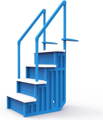 Gray Anti-Slip In-Pool Steps  Deck-Mountable Safety Stairs for Above-Ground Pools