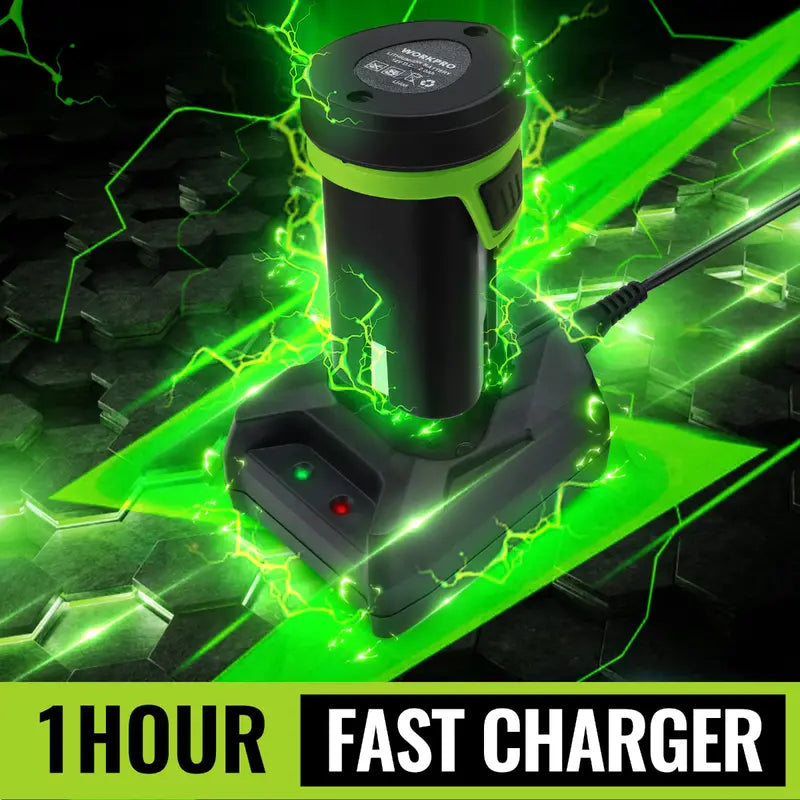 WORKPRO 12V Cordless 2-in-1 Grass & Hedge Trimmer  Includes 2.0Ah Battery + 1-Hour Fast Charger