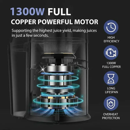 KOIOS 1300W High-Speed Centrifugal Juicer Featuring 3-Inch Wide Feed Chute & Titanium-Infused Filter