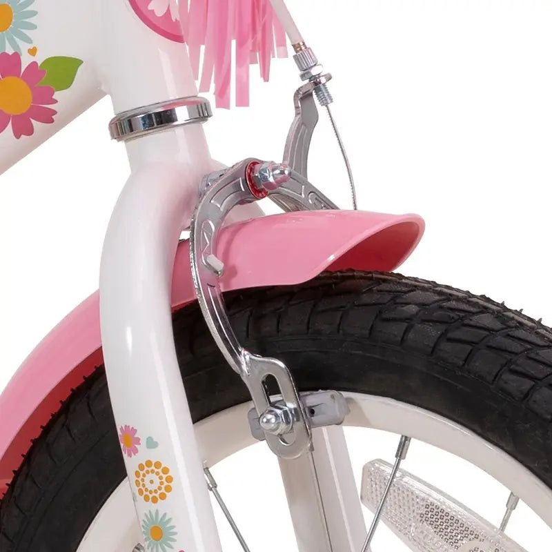 JOYSTAR Little Daisy 12-Inch Girls’ Bike with Training Wheels, Basket & Handbrake, Ages 2-7