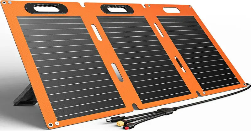 Portable Solar Charger with Triple Output, Adjustable Stand, and Off-Grid Versatility
