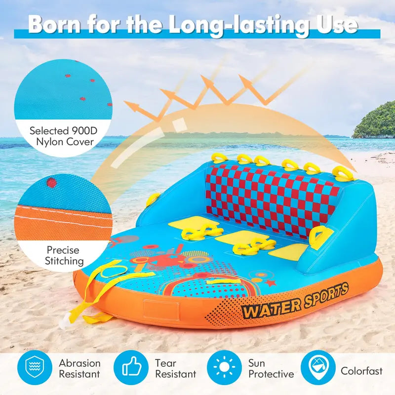 Multi-Rider Inflatable Towable Tube  Durable Water Sport Pull Toy for 13 People