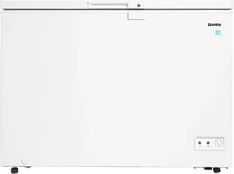 10 Cu Ft White Chest Freezer  Garage-Ready, Operates from 0°F to 110°F, Energy-Efficient Storage Solution
