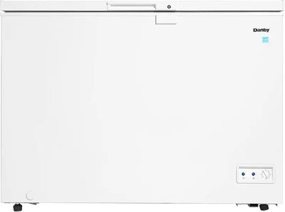 10 Cu Ft White Chest Freezer  Garage-Ready, Operates from 0°F to 110°F, Energy-Efficient Storage Solution