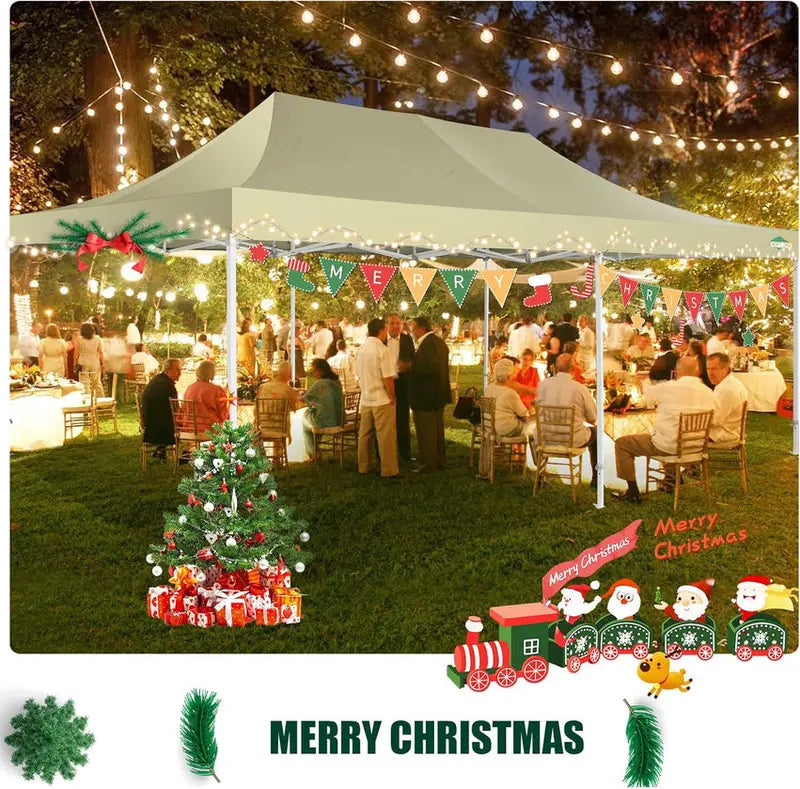 COBIZI 10×20 ft Commercial Pop-Up Canopy Tent  Heavy-Duty Frame, 6 Sidewalls, Wind/Waterproof Gazebo with Roller Bag