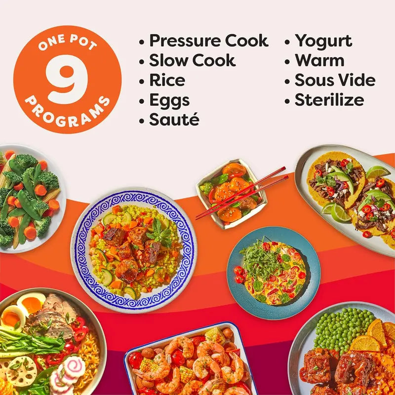 9-in-1 Smart Multicooker — 6-Quart Pressure Cooker, Slow Cooker, Rice Maker, Steamer, Yogurt Maker & More with Recipe App