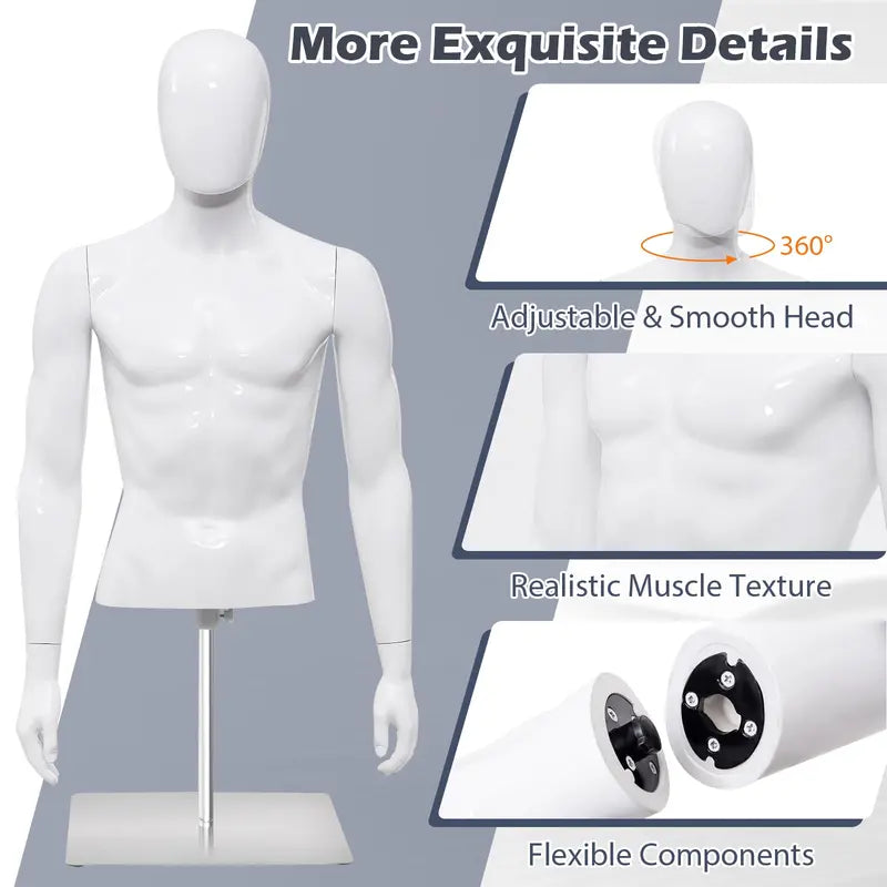 PP Torso Mannequin for Tailoring — Lightweight Male Model Display Stand