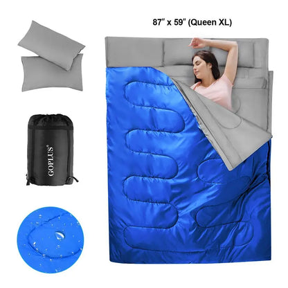 Extra-Large Double Sleeping Bag — Queen-Size Two-Person Design for Adults and Kids