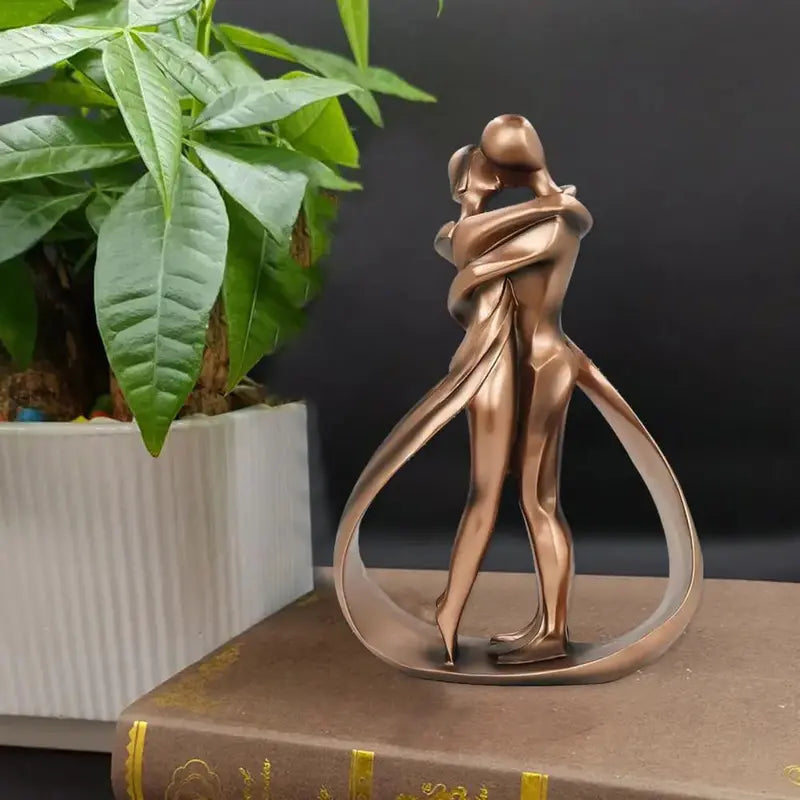 Elegant Embracing Couple Sculpture for Home Decor Accent