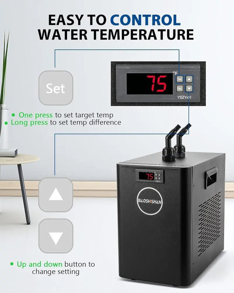 42-Gallon Aquarium Chiller  1/10 HP Quiet Refrigeration System for Coral Tanks, Jellyfish Habitats & Hydroponics